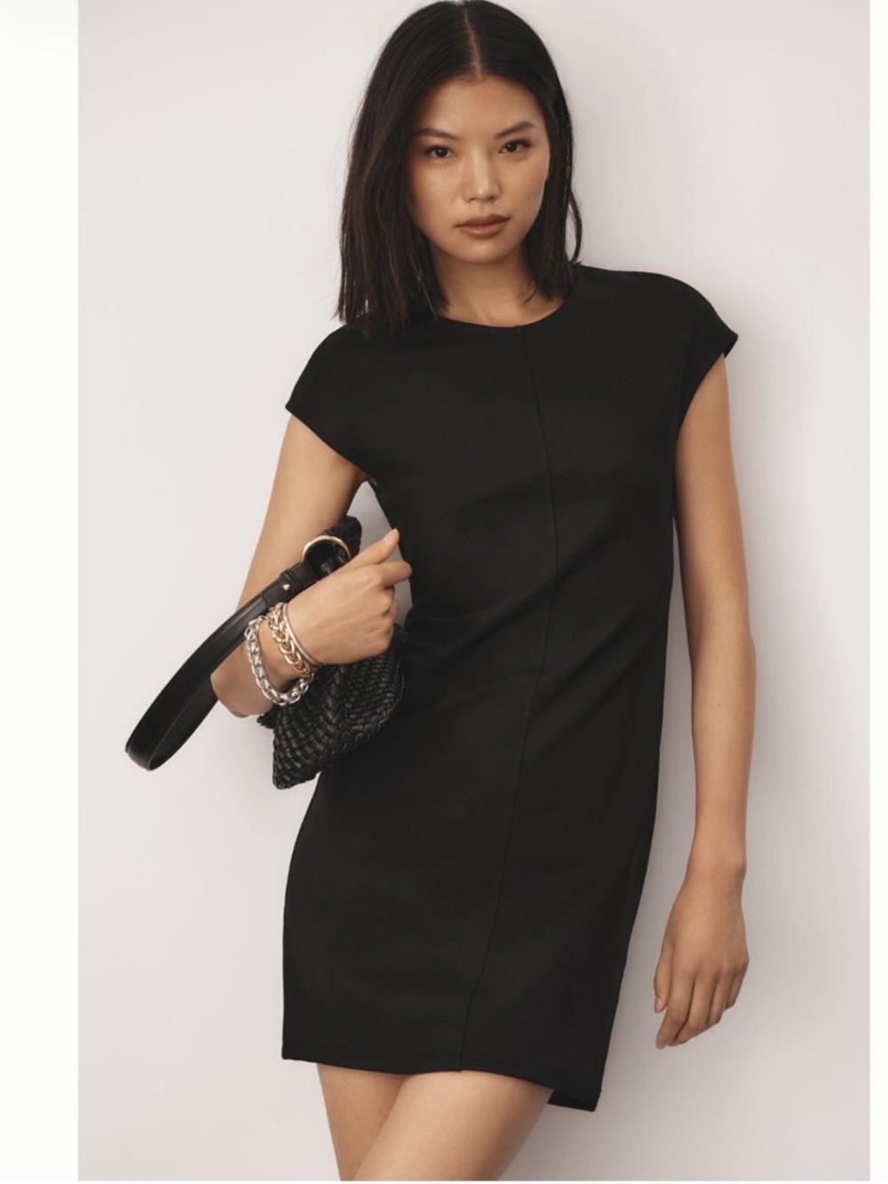 NWT Maeve Anthropologie Black Mini Dress Women’s XL Cap Sleeves Zipper Back